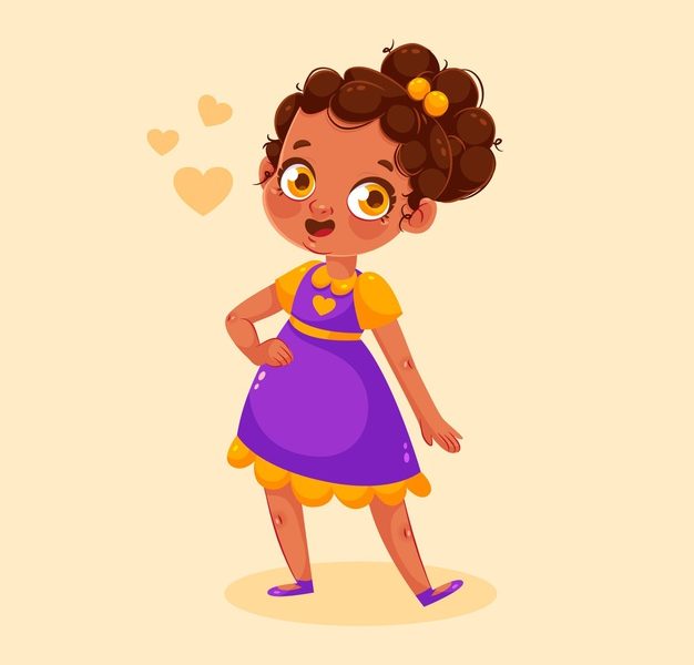 Cartoon black girl illustration Free Vector