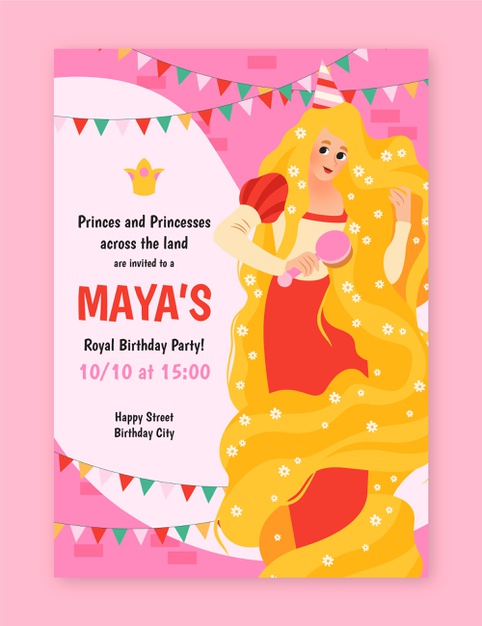 Cartoon Rapunzel Birthday Invitation 52683 63876