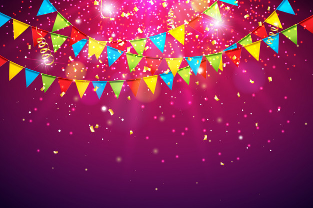 Celebration Background With Colorful Party Flag Falling Confetti 1314 2538