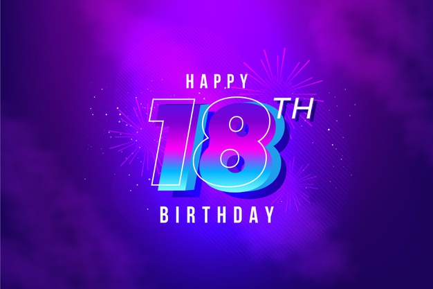 Colorful happy 18th birthday background Free Vector