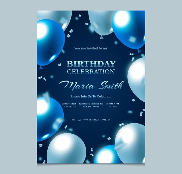Elegant gradient birthday invitation Free Vector