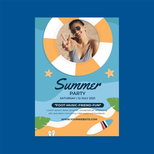 Flat Summer Party Vertical Poster Template With Photo 23 2148979897