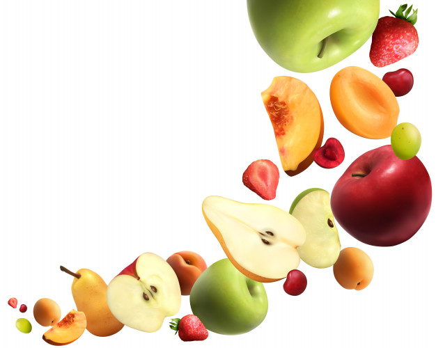 Fruits falling realistic composition Free Vector