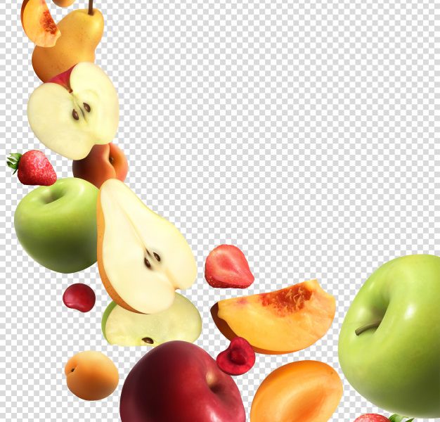 Fruits falling realistic transparent set Free Vector