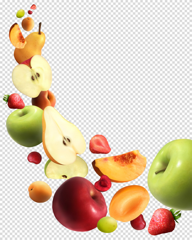 Fruits Falling Realistic Transparent Set 1284 29858