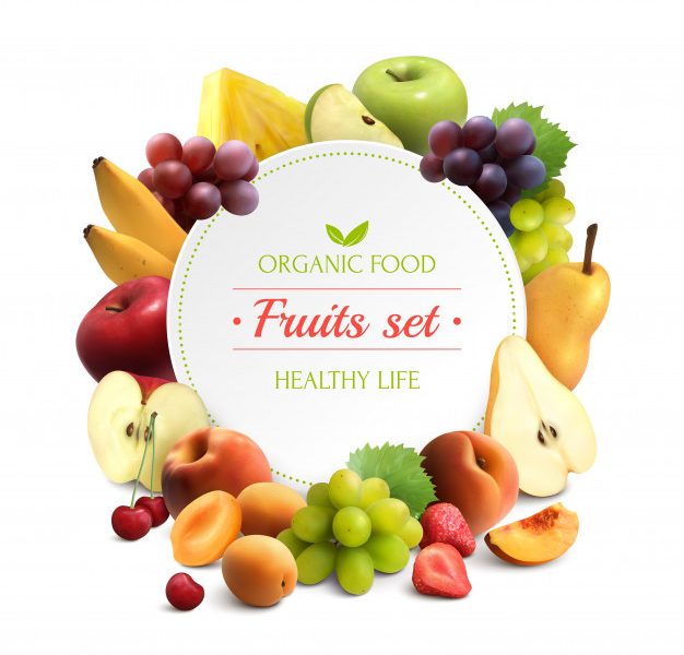 Fruits frame realistic background Free Vector