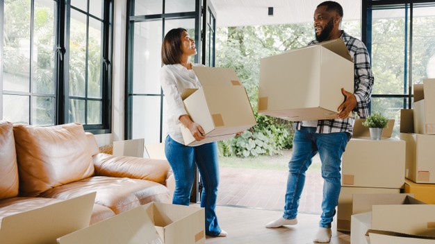 Happy African American young family bought new house. Free Photo