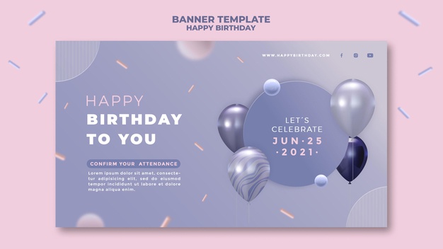 Happy birthday banner  template Free Psd
