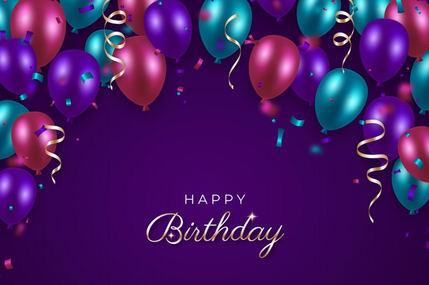 Happy birthday colourful balloons and ribbons Free Vector