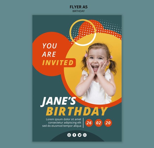 Happy birthday flyer concept template Free Psd