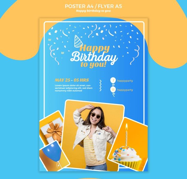 Happy birthday flyer template Free Psd