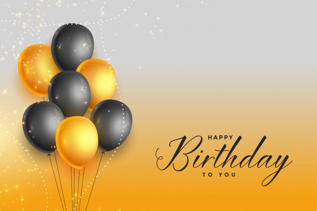 Happy birthday gold and black celebration background Free Vector