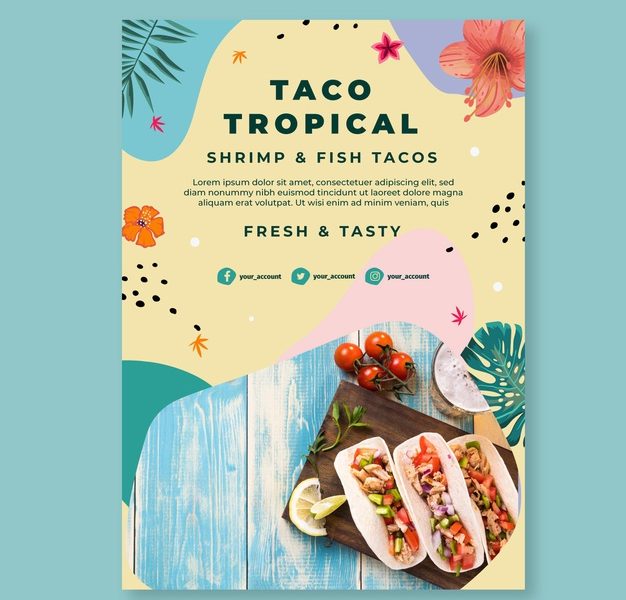 Mexican food vertical flyer template Free Vector