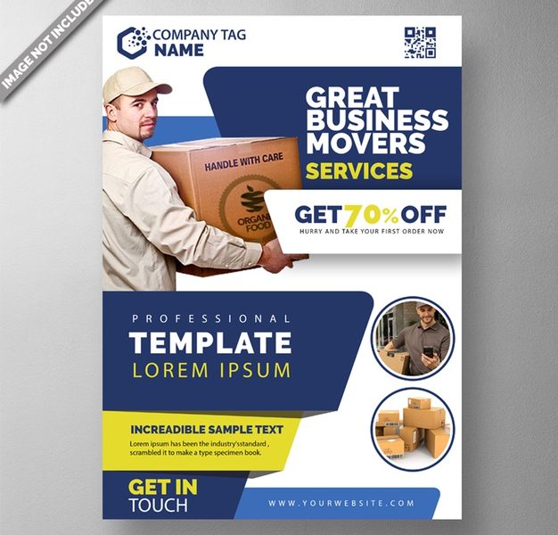 Package delivery flyer template Free Psd