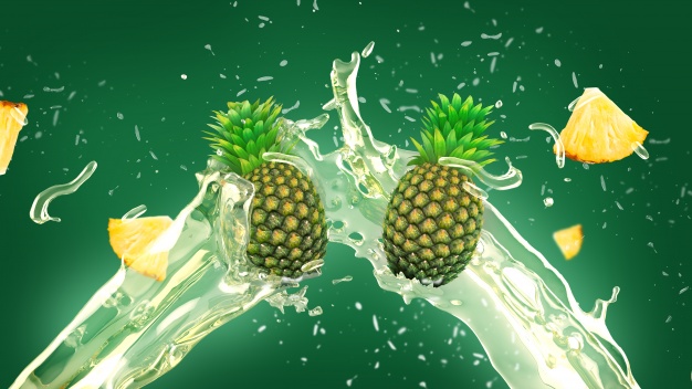 Pineapple juice splash background Free Photo