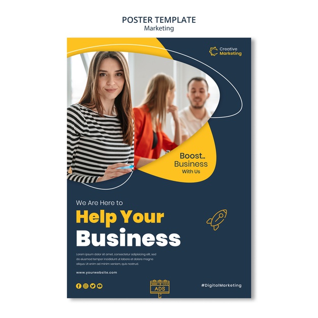 Poster Template Design With Young People Working Together 23 2148948005