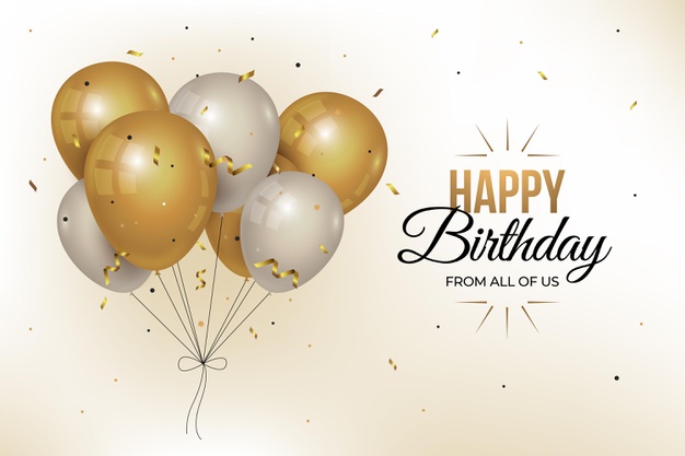 Realistic birthday background with golden balloons Free Vector