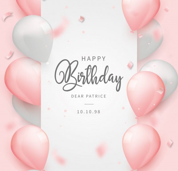 Realistic happy birthday background with pink balloons Free Vector