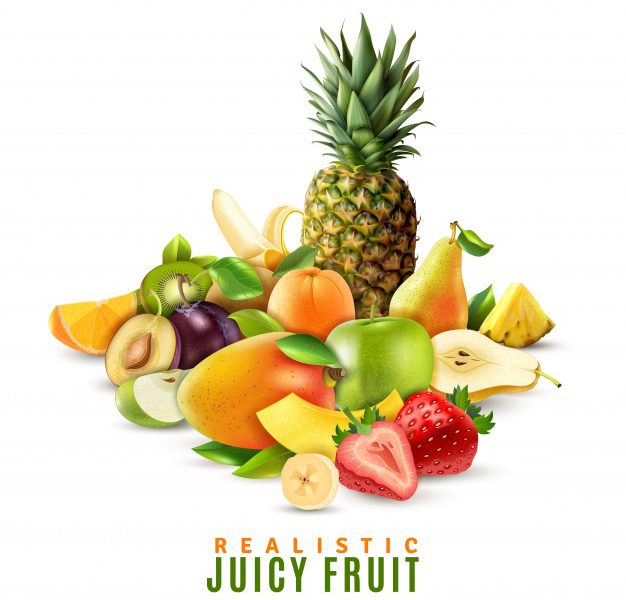 Realistic juicy fruit illustration Free Vector