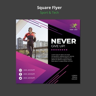 Sport & tech concept square flyer mock-up Free Psd