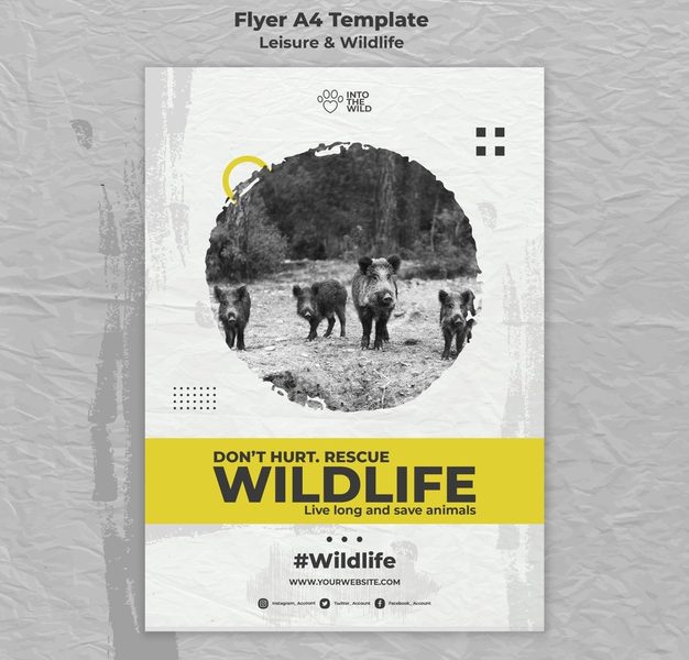 Vertical flyer for wildlife and environment protection Free Psd