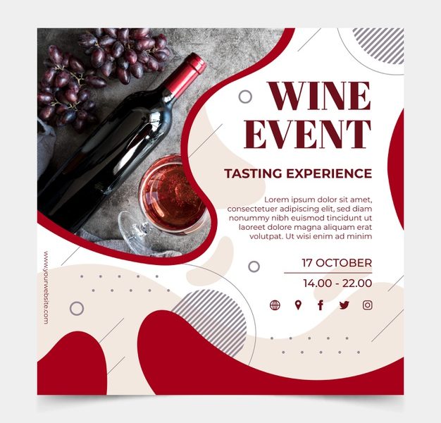 Wine square flyer template Free Vector