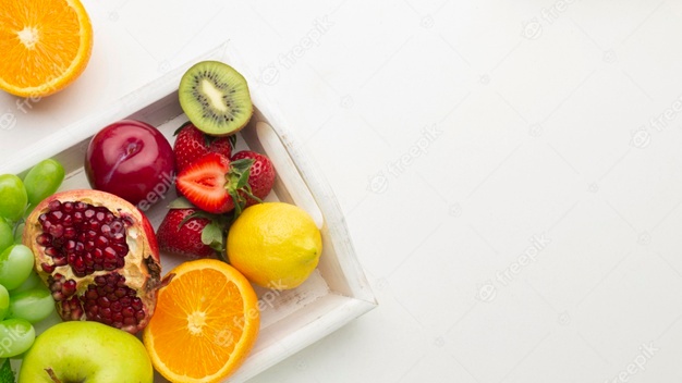 Fresh fruits arrangement above view Free Photo