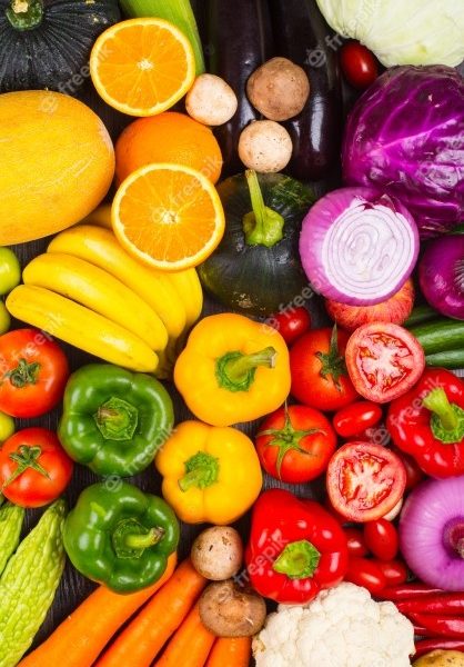 Table full of vegetables and fruits Free Photo