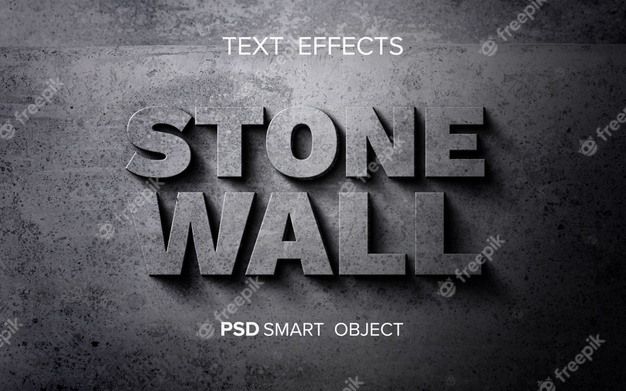 Abstract stone text effect Free Psd
