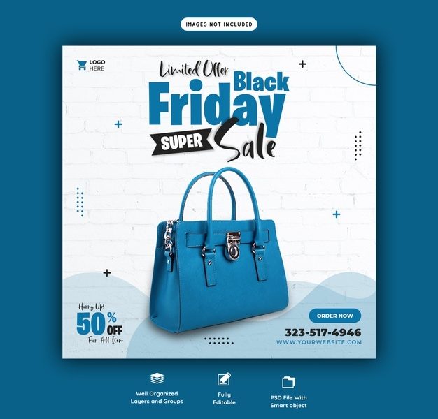 Black Friday super sale social media banner template Free Psd
