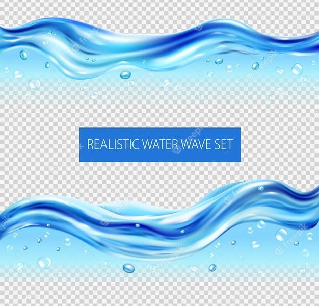Blue water waves and drops realistic set isolated Free Vector