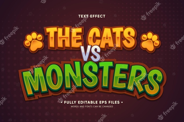 The cars vs monsters text effect Free Vector