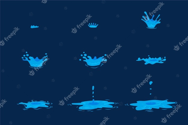 Cartoon water element animation frames Free Vector