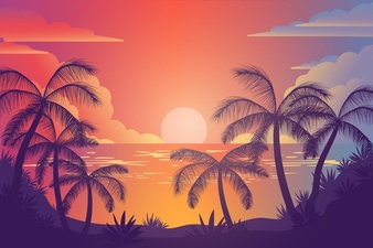 Colorful Palm Silhouettes Background 52683 39818