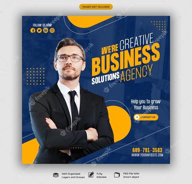 Digital marketing agency and corporate social media post template Free Psd