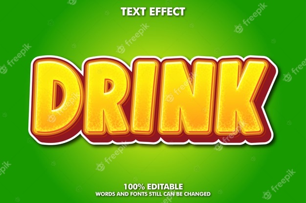 Drink text effect, fresh graphic style for drink product Free Vector