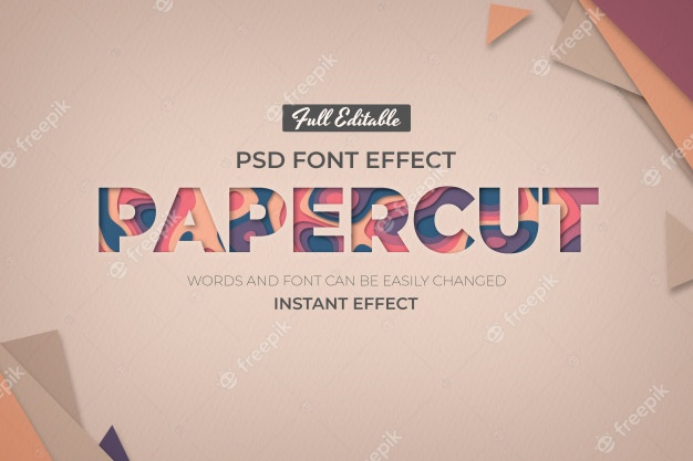 Editable text effect in paper style Free Psd