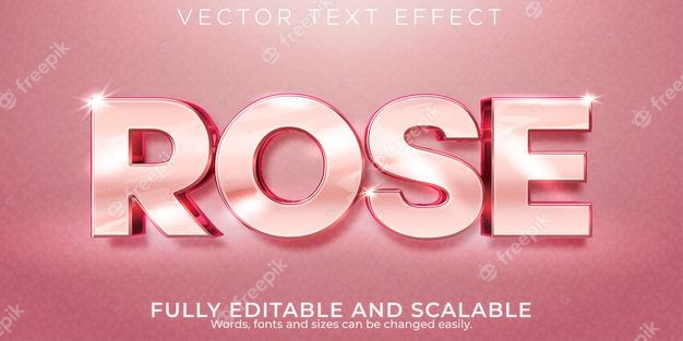 Editable text effect, rose pink text style Free Vector
