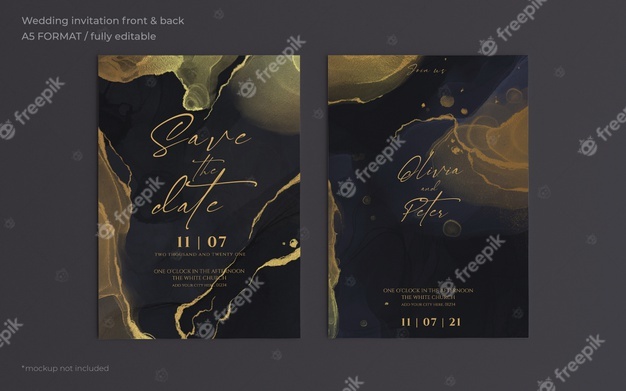 Elegant Black Golden Wedding Invitation Template 1361 2724