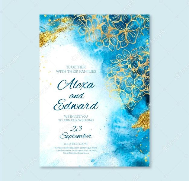 Elegant detailed wedding invitation template Free Vector