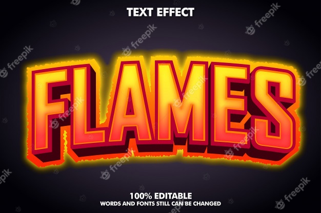 Flames banner – hot fire text effect Free Vector