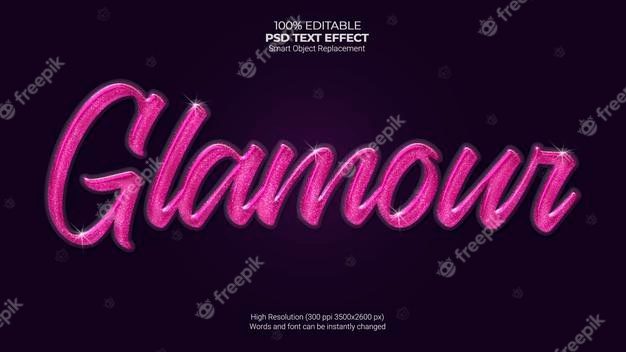Glamour text effect Free Psd