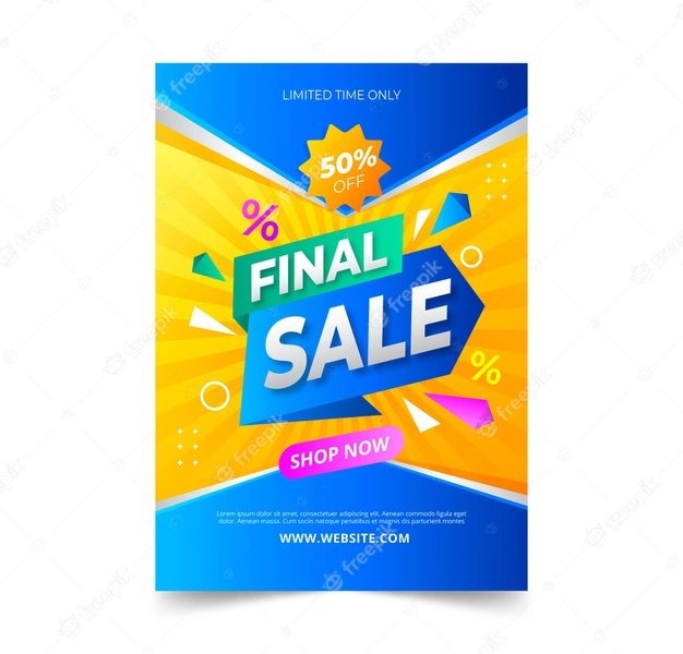Gradient colored sale poster Free Vector