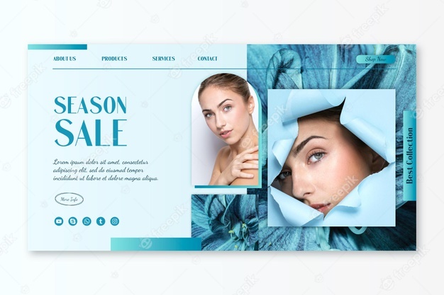 Gradient sale landing page with photo Free Vector