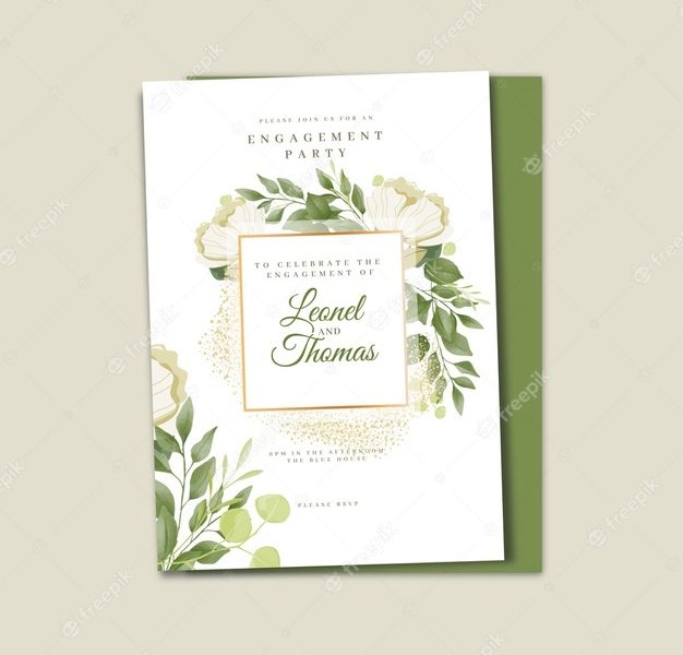 Hand drawn floral wedding invitation template Free Vector