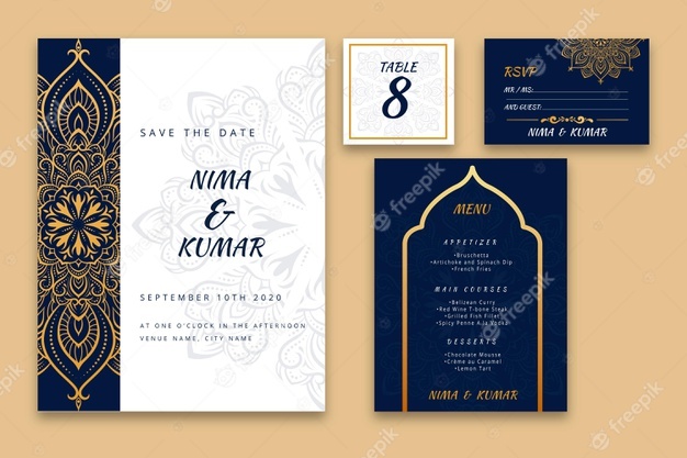 Indian wedding stationery collection Free Vector