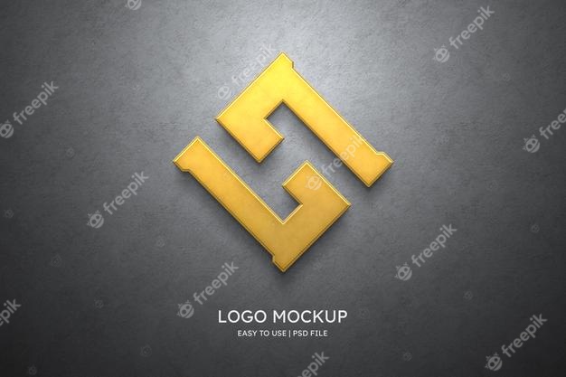 Logo mockup on the grey wall Free Psd