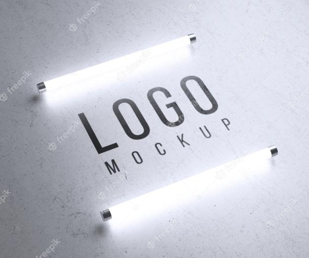 Logo mockup with lights Free Psd