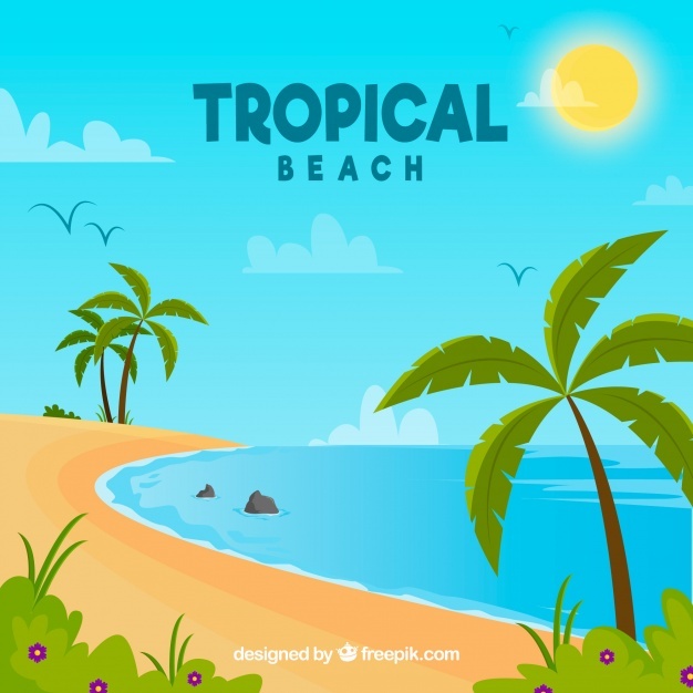 Lovely Tropical Beach With Flat Design 23 2147884902
