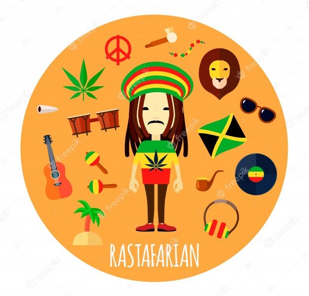 Member of Rastafari belief and way of life character accessories Free Vector